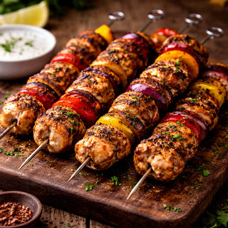 Chicken Kebab Skewers with Charred Peppers